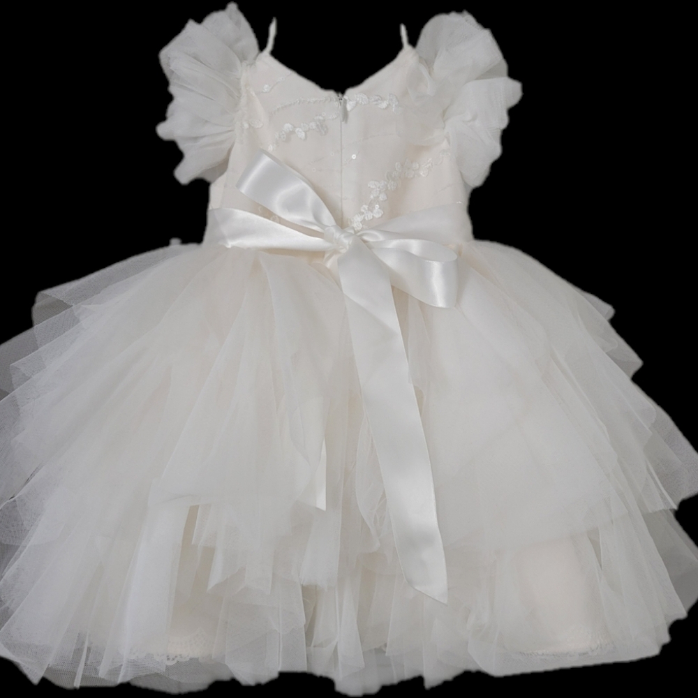 Baby girl party dress, white with pink lining. Size 9 months.